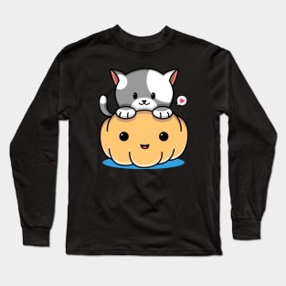 cat and pumpkin Long Sleeve T-Shirt